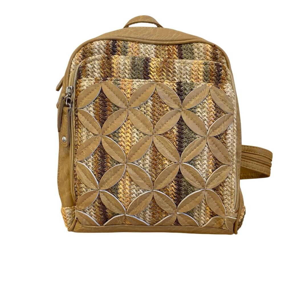 Veneto New York Handwoven Backpack With Vegan Leather Accents